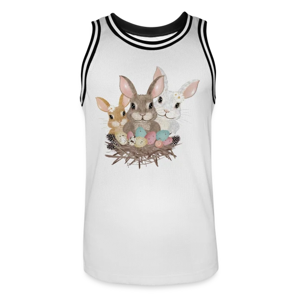 Famille de Lapins de Pâques Pastel Adorables sur Maillot de basket Homme