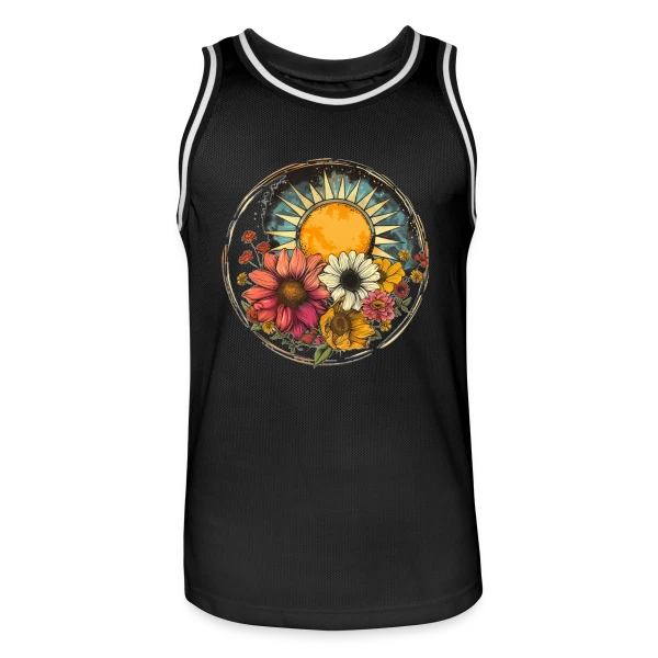 Soleil Floral Bohème sur Maillot de basket Homme