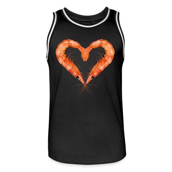 Cœur de Crevettes Roses sur Maillot de basket Homme