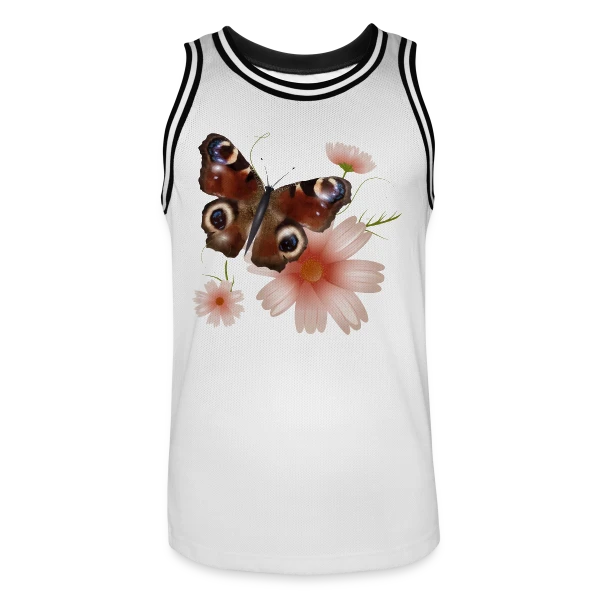 Papillon Paon-du-Jour Éclatant de Roses sur Maillot de basket Homme