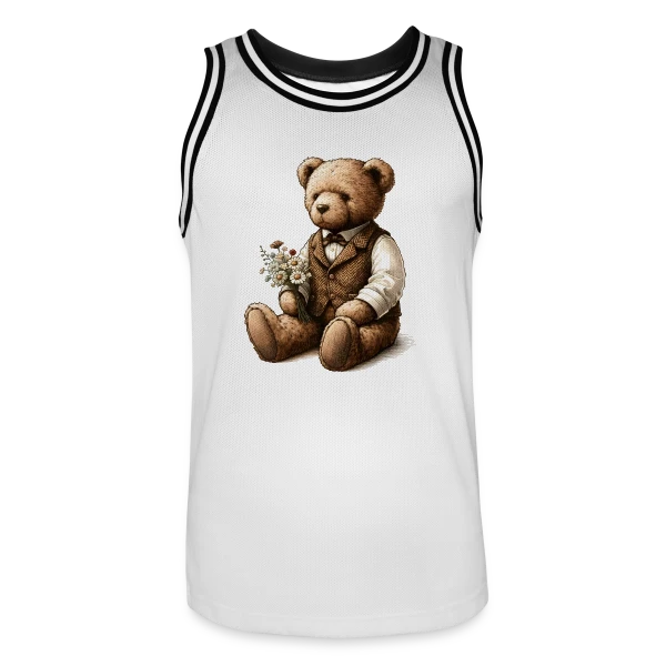 Teddy Vintage Fleuri: Douce Nostalgie sur Maillot de basket Homme