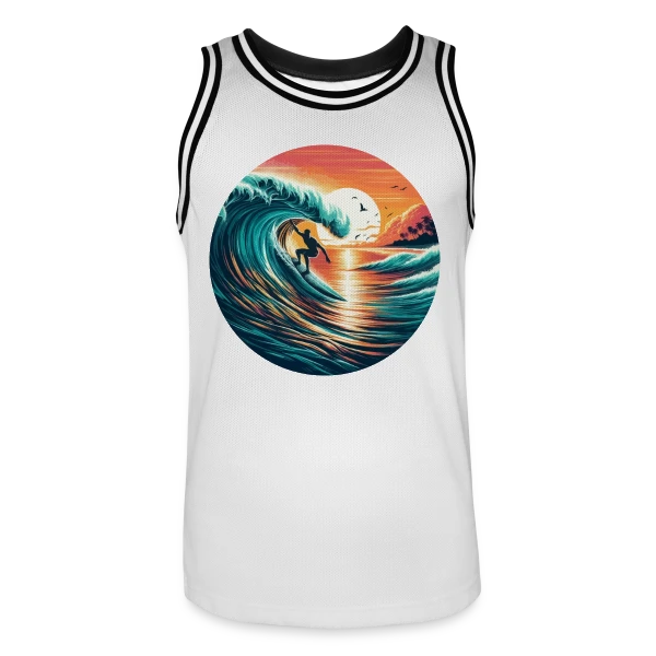 Sunset Surfer | T-Shirt Ambiance Plage & Coucher de Soleil sur Maillot de basket Homme