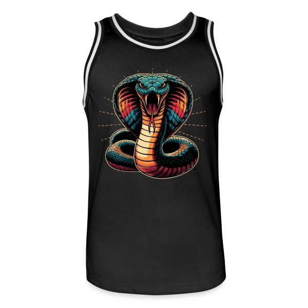 Cobra Royal Éclatant : Style Dynamique et Vives Couleurs sur Maillot de basket Homme