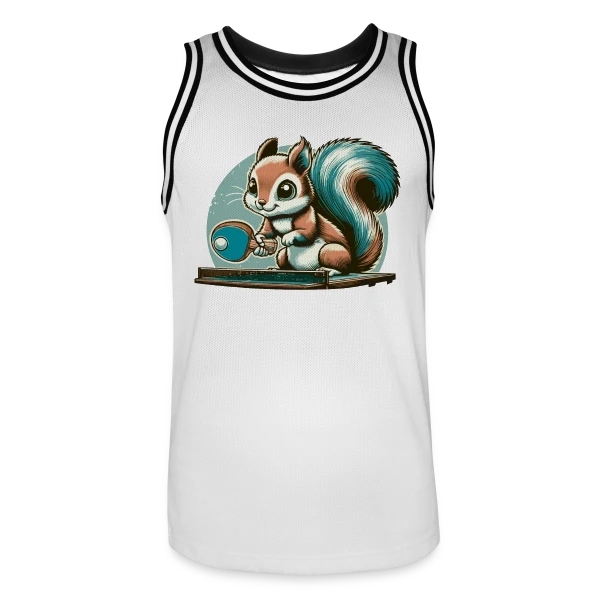 L'Écureuil Champion de Ping-Pong Cartoon sur Maillot de basket Homme