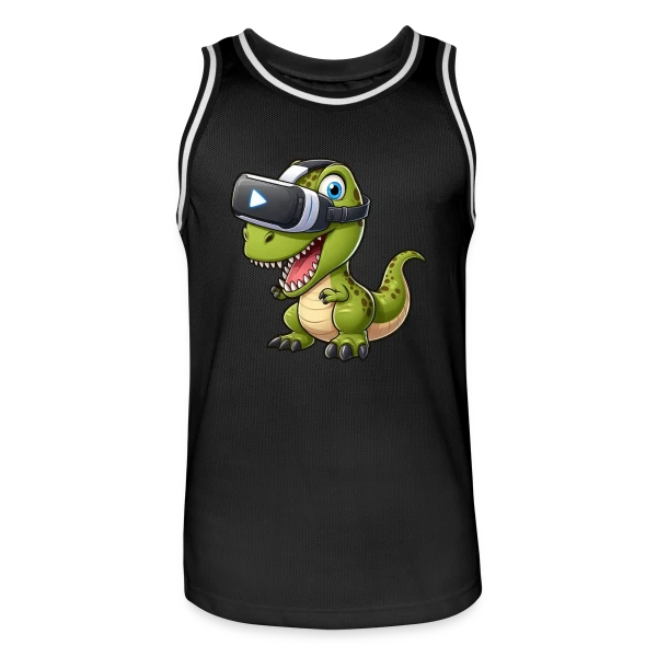 Dino T-Rex en Réalité Virtuelle – Humour Geek sur Maillot de basket Homme