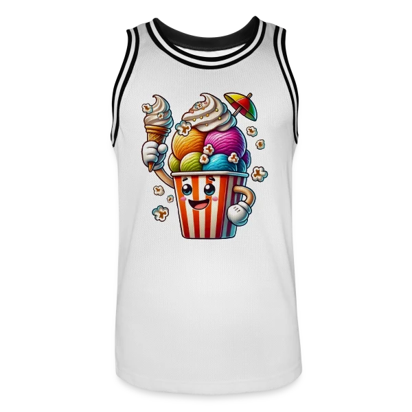 Glace Comic : Fun, Fraîcheur Estivale & Gourmandise sur Maillot de basket Homme