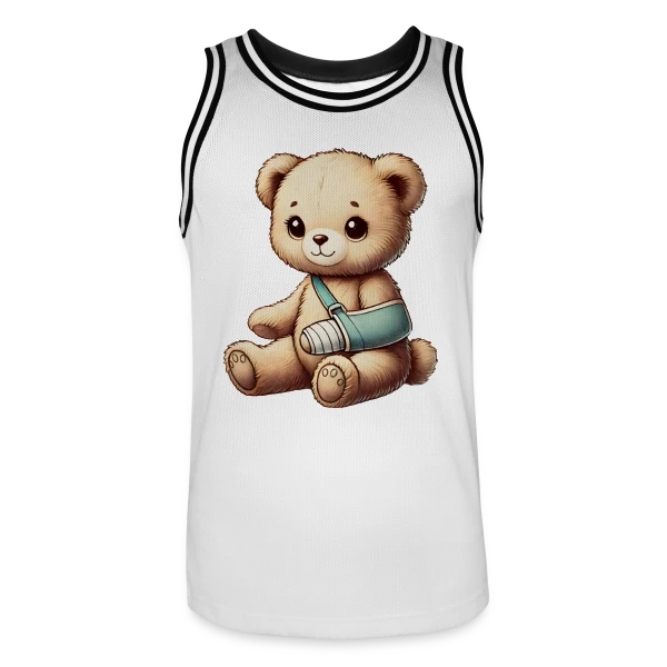 Teddy Réconfortant Plâtré : L'Ours Symbole de Courage et d'Amour sur Maillot de basket Homme