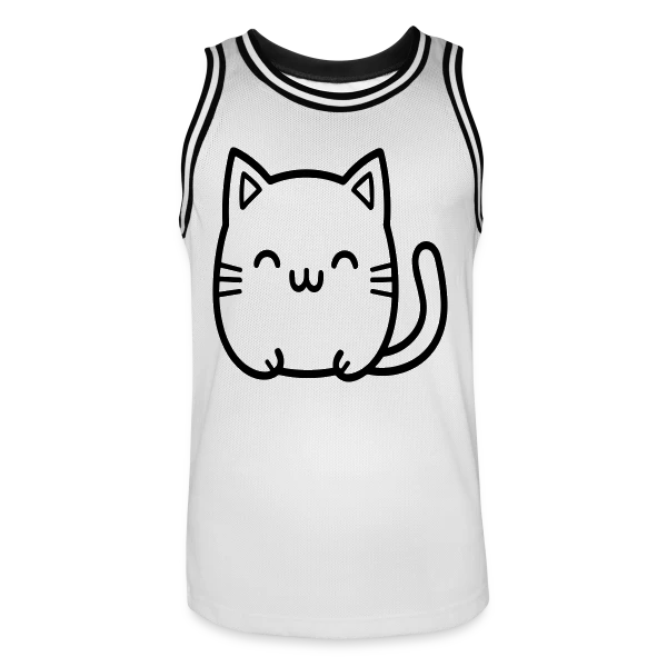 Chat Kawaii Souriant sur Maillot de basket Homme