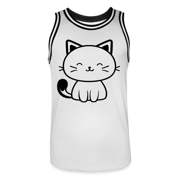 Chaton Kawaii Souriant sur Maillot de basket Homme