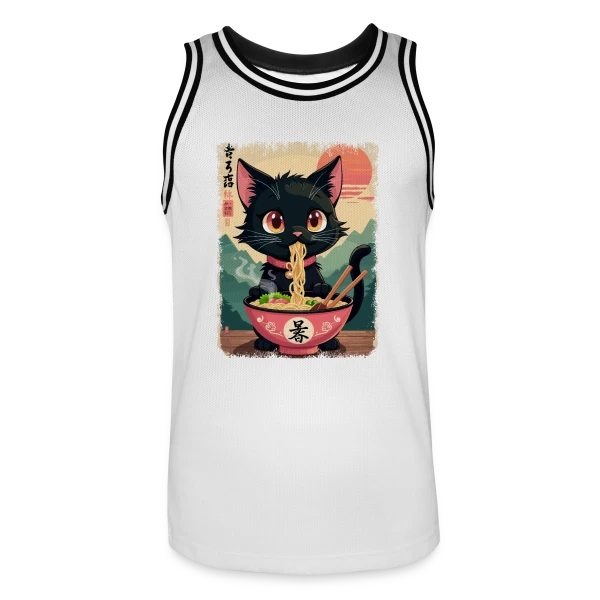 Chat Kawaii Ramen sur Maillot de basket Homme