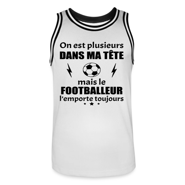 On Est Plusieurs Dans Ma Tête : Footballeur sur Maillot de basket Homme