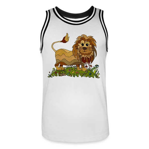 Lion Joyeux Prairie Fleurie sur Maillot de basket Homme