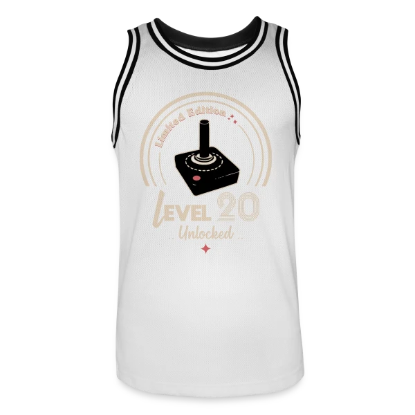 Gaming "Niveau 20 Débloqué" - Rétro Anniversaire sur Maillot de basket Homme