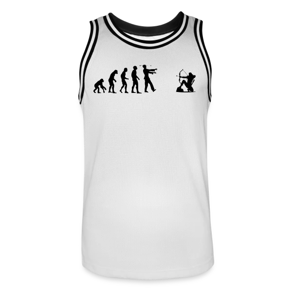 Évolution Humaine : Zombie vs Archer sur Maillot de basket Homme