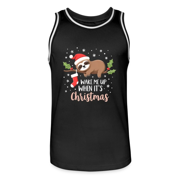 Noël Paresseux Endormi - Réveille-moi pour Noël sur Maillot de basket Homme