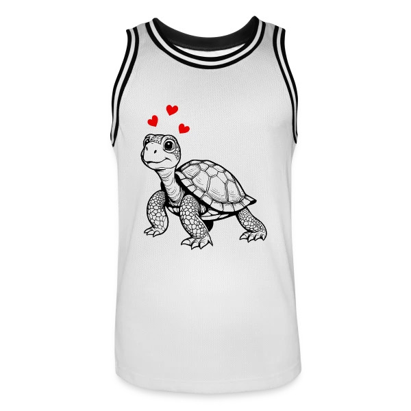 Tortue Mignonne et Cœurs Doux sur Maillot de basket Homme