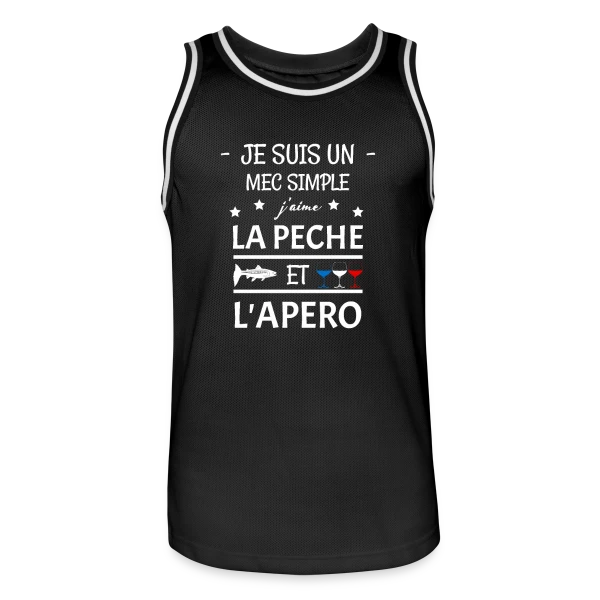 Je Suis Un Mec Simple : Pêche et Apéro sur Maillot de basket Homme