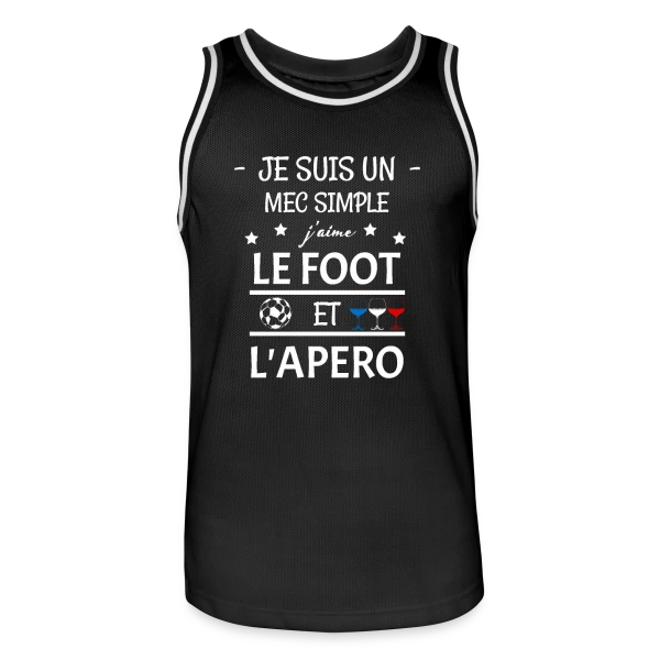 Je Suis Un Mec Simple : Foot et Apéro sur Maillot de basket Homme