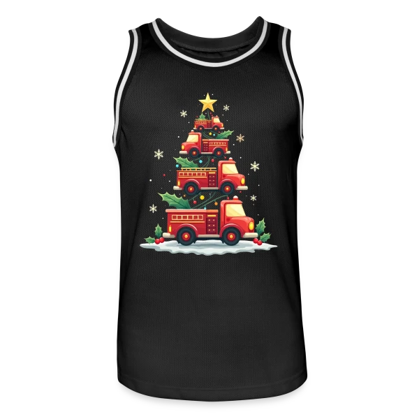 Camion de Pompiers Amusant - Noël sur Maillot de basket Homme