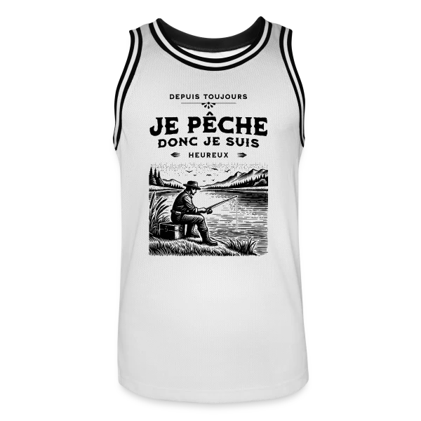 Je Pêche, Je Suis Heureux : T-shirt Éloquent sur Maillot de basket Homme