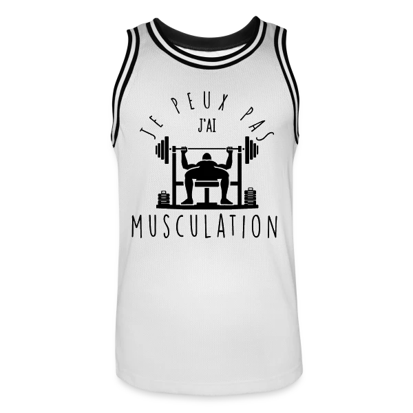 Humour Musculation: Je Peux Pas, J'ai Muscu sur Maillot de basket Homme