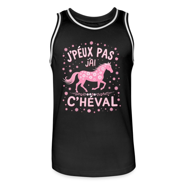 J'Peux Pas J'Ai Cheval - Humour Équitation Rose sur Maillot de basket Homme
