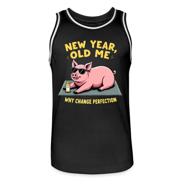 Nouvel An Humoristique - Cochon Détendu sur Maillot de basket Homme