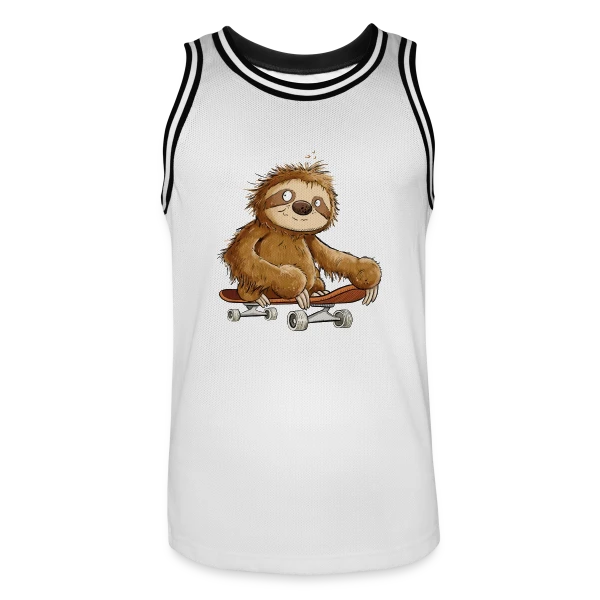 Paresseux Skateboarder Cartoon - Relax et Style sur Maillot de basket Homme