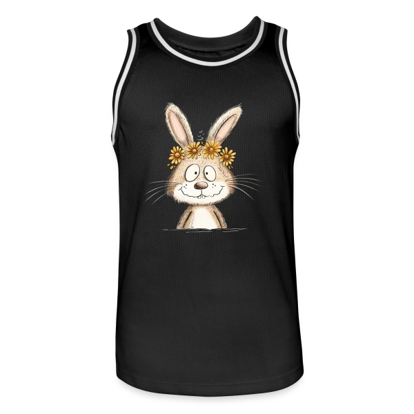 Lapin Rigolo Couronne Fleurs sur Maillot de basket Homme