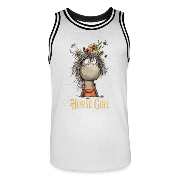 Cheval Rigolo Fleurs Sauvages sur Maillot de basket Homme