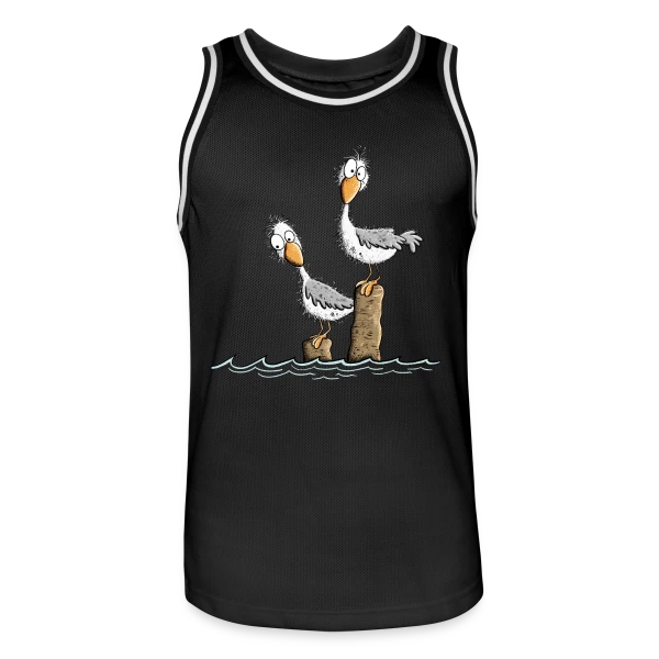 Mouettes drôles et mer du Nord sur Maillot de basket Homme