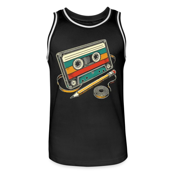 Cassette Rétro Crayon sur Maillot de basket Homme