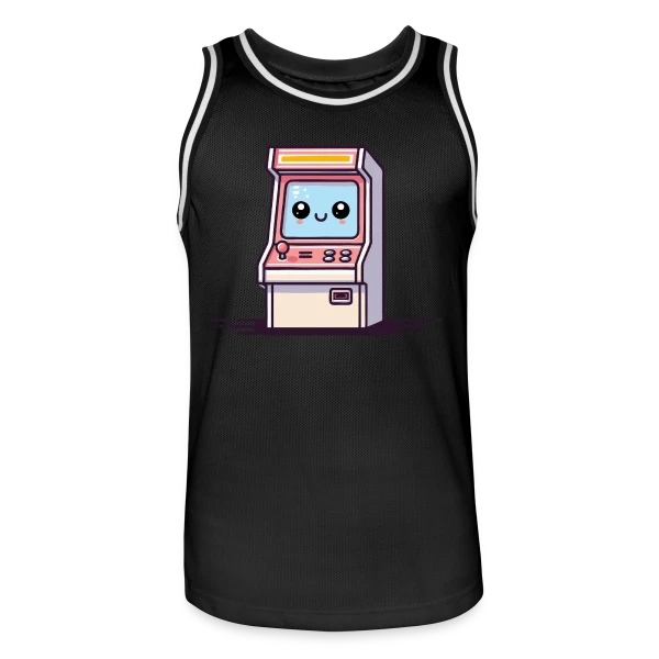 Borne d'Arcade Kawaii : Sourire Rétro Gaming sur Maillot de basket Homme