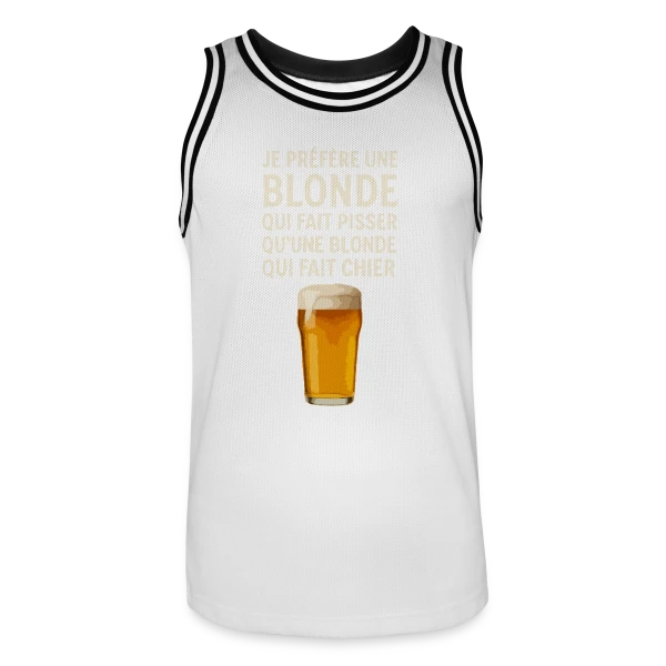Je Préfère Une Blonde : Humour de Bistrot & Bière sur Maillot de basket Homme