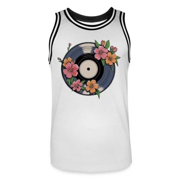 Vinyle Fleuri Rétro Artistique sur Maillot de basket Homme