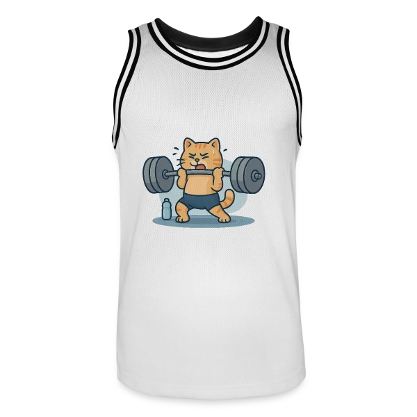 Je Peux Pas, J'ai Muscu ! Chat Bodybuilder Humour sur Maillot de basket Homme