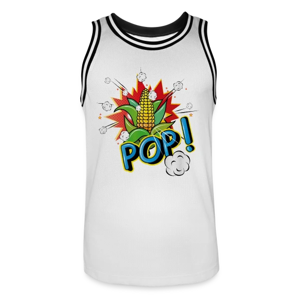 Maïs Pop Art Pétillant & Popcorn Volant sur Maillot de basket Homme