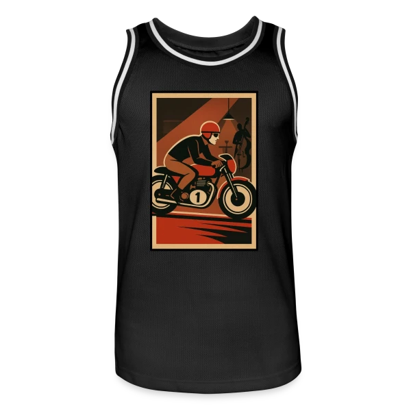 Pilote Moto Rétro Jazz sur Maillot de basket Homme