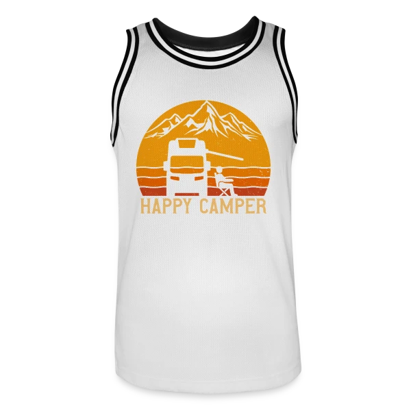 Campeur Heureux Rétro Design sur Maillot de basket Homme