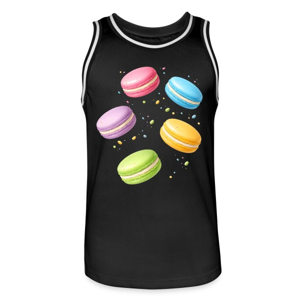 Macarons Colorés - Douceur Gourmande sur Maillot de basket Homme