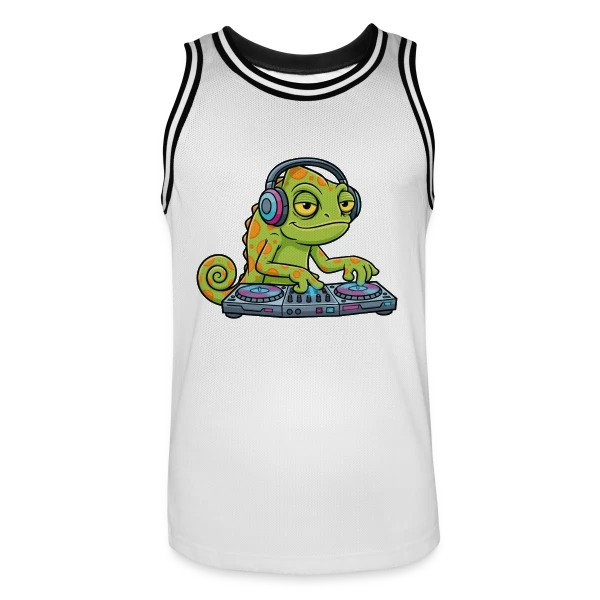 Caméléon DJ Mascotte Cartoon sur Maillot de basket Homme