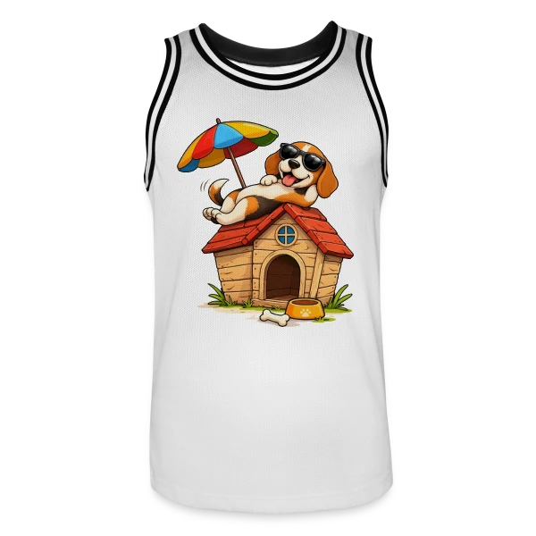 Chien Beagle en Vacances à la Maison sur Maillot de basket Homme