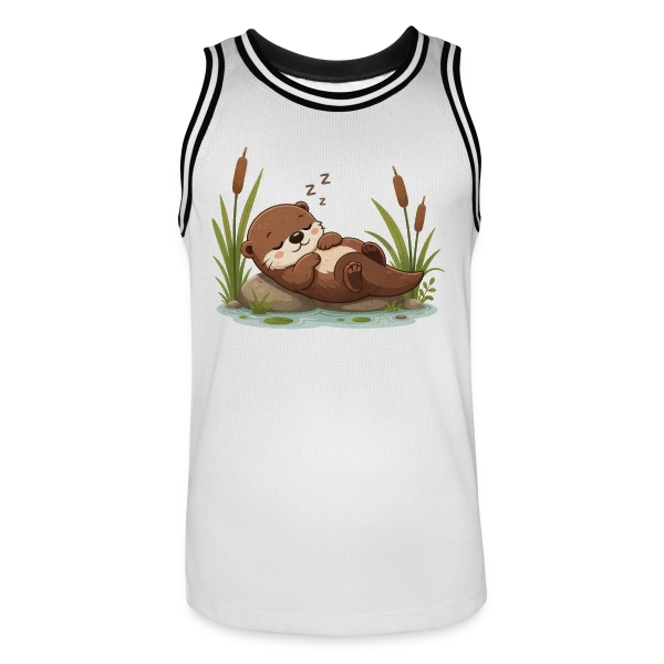 Loutre Endormie dans les Roseaux - Douceur Naturelle sur Maillot de basket Homme