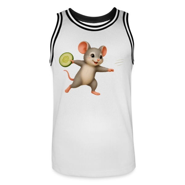 La Souris Frisbee et la Tranche de Concombre sur Maillot de basket Homme