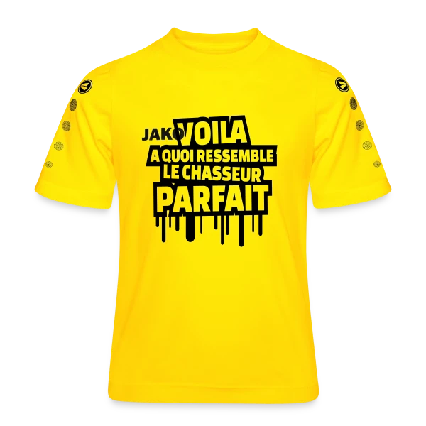 Le Chasseur Parfait : Humour Nature sur Maillot Team JAKO Enfant