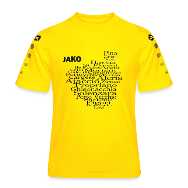 Carte Corse Villes Typographie sur Maillot Team JAKO Enfant