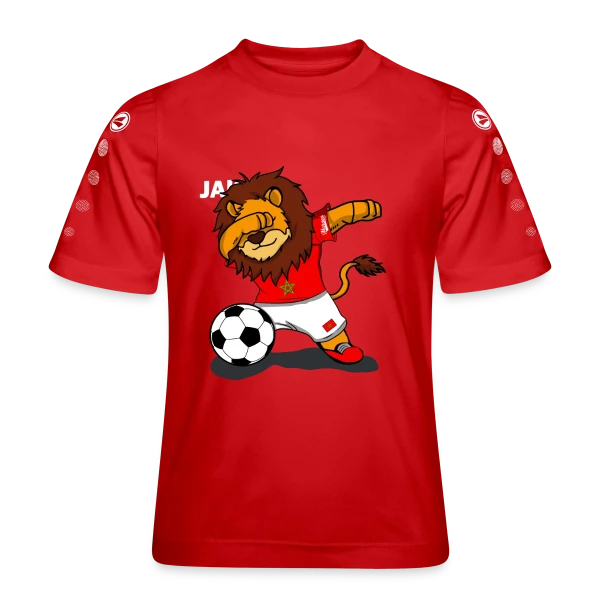 Lion Marocain Foot Dab sur Maillot Team JAKO Enfant