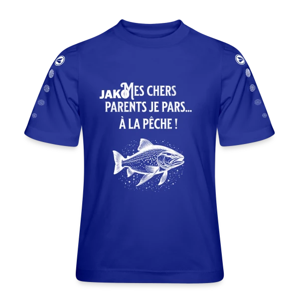 Humour Pêche : La Truite Élégante sur Maillot Team JAKO Enfant