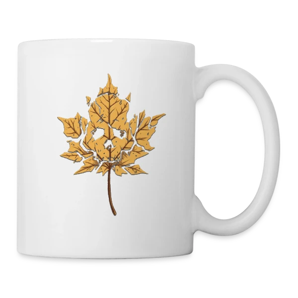 Feuille Morte Stylisée sur Mug blanc