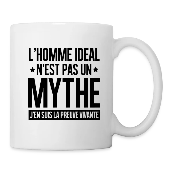 Homme Idéal : Le Mythe Rendu Réel sur Mug blanc